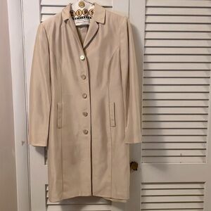 Ann Taylor Cream Single-Breasted Long Coat